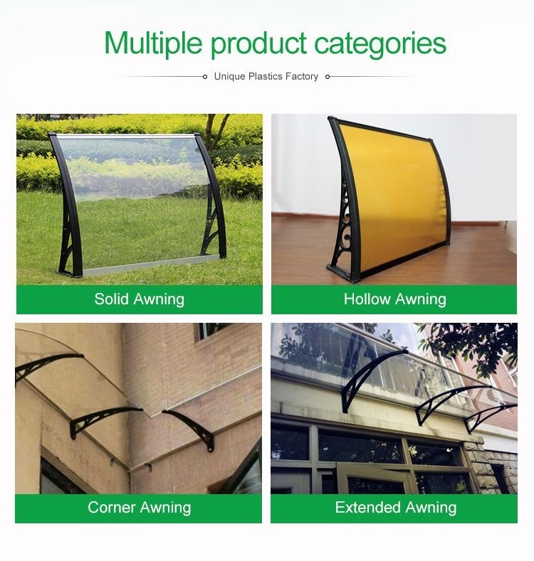 Home Awning Shelter Window Door 10x12 Canopy with PC panel Front Back Rain Cover Outdoor Shade