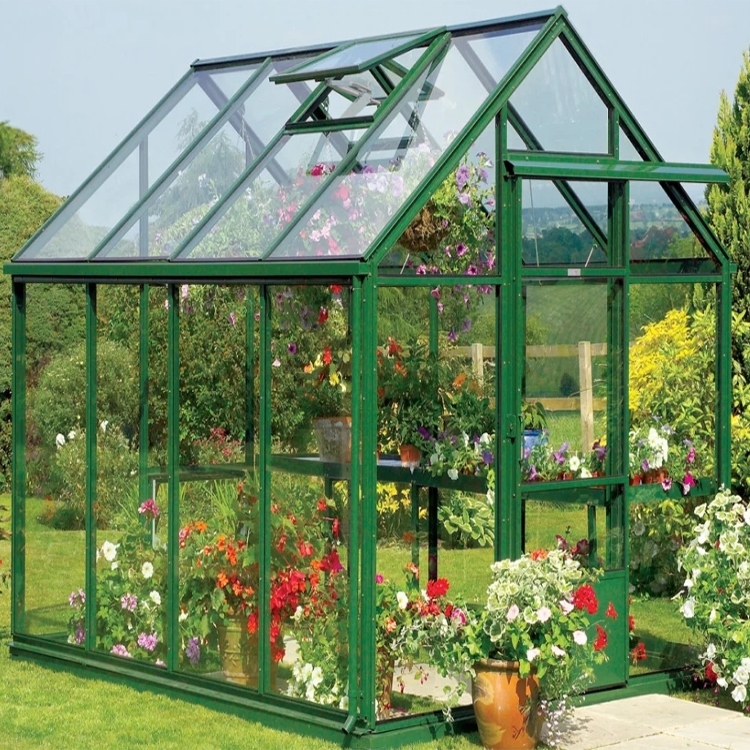 Glass  commercial greenhouse with hydroponic system