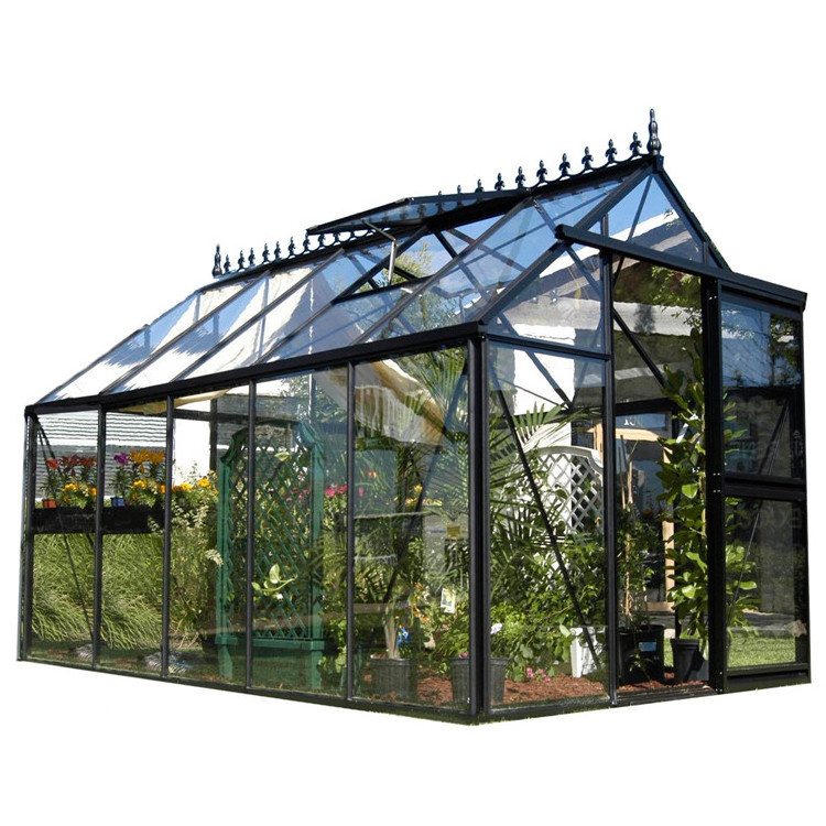 Glass  commercial greenhouse with hydroponic system