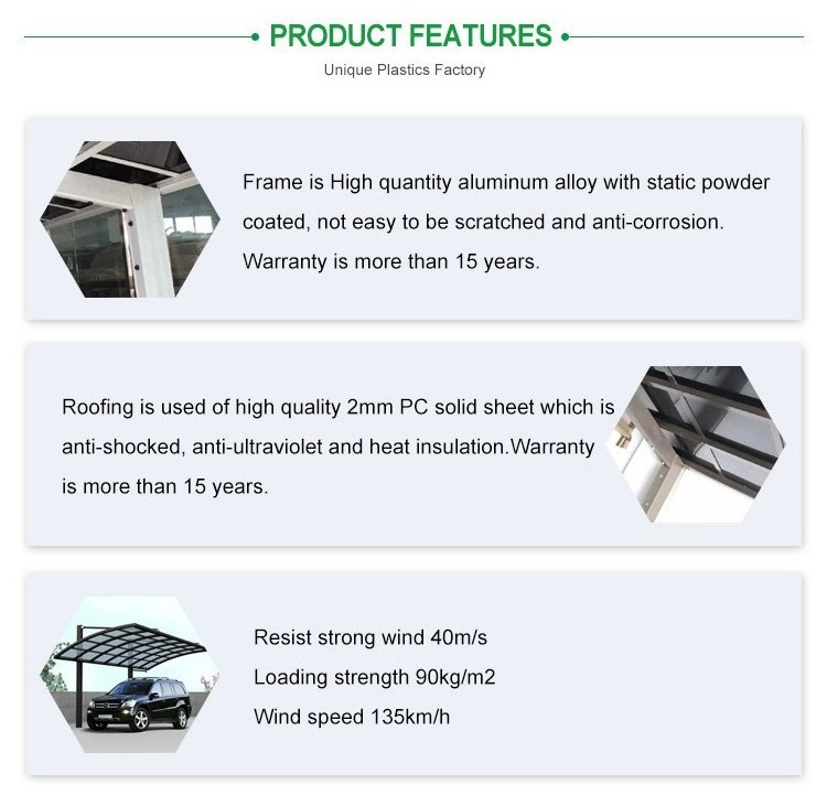 Polycarbonate car garage tents / car parking shade / car parking shed