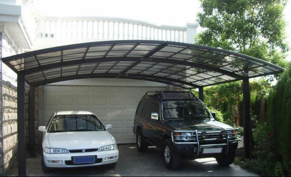 Sturdy and durable aluminium carports with polycarbonate sheet roof