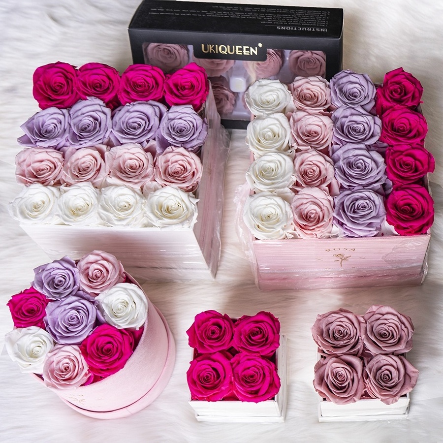 UKIQUEEN Eternal roses preserved flowers eternas Preserved rose forever box gift preservadas rosas for Valentine's Day