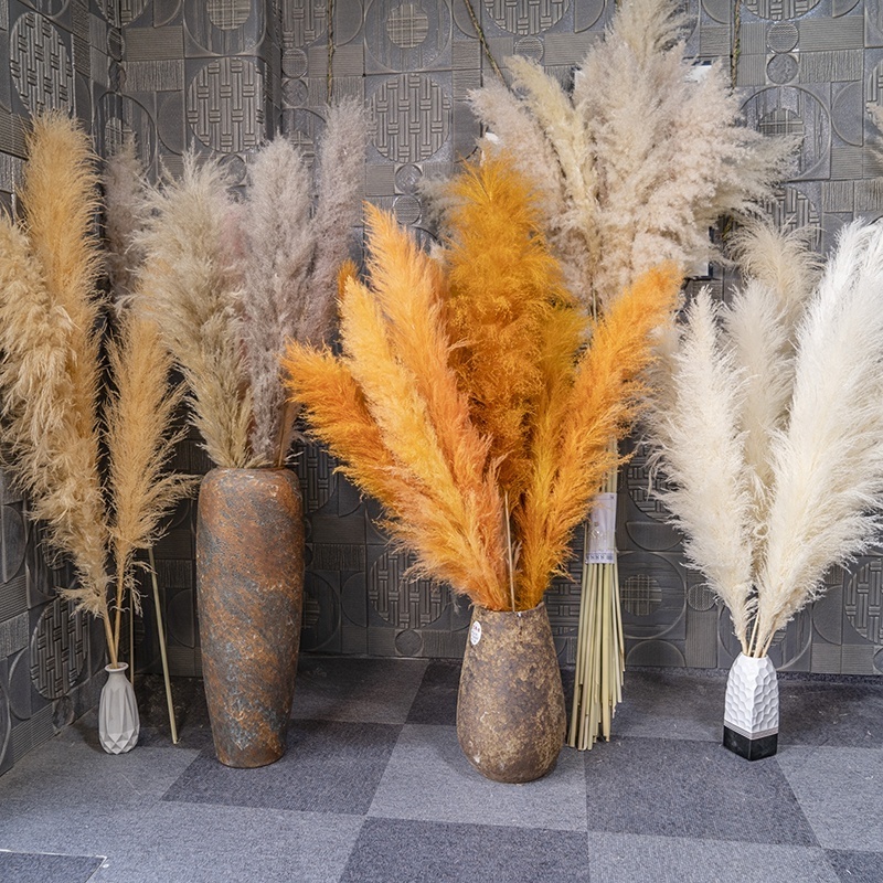 Tall Fluffy Small Beige Home Wedding Decor 45-120cm Natural Faux Artificial Dried Flowers Pampasgras Pampass Large Pampas Grass