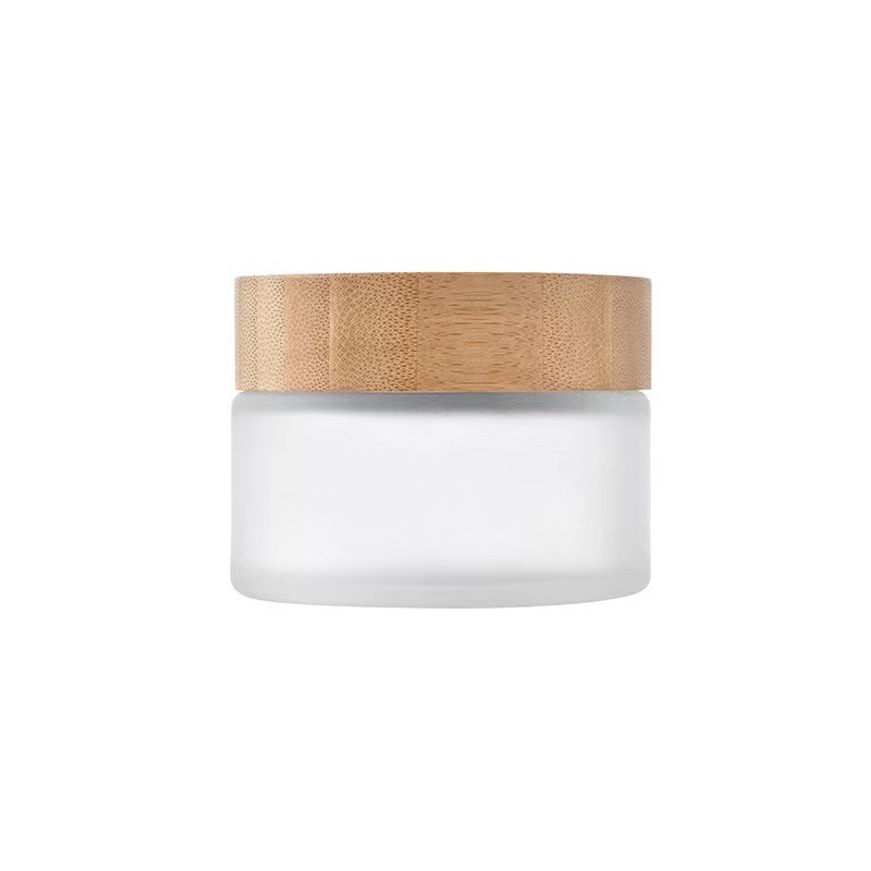 Customize Personal Logo Nature Skin Care Cream Container Glass Cosmetic Jar Empty 100g 120g 3oz 4oz 5oz Bamboo Cosmetic Packing