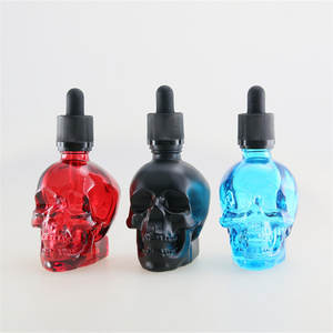 1oz 2oz 120ml skull spray bottles beard oil 30ml 60ml small clear colored frosted black shaped skull glass dropper bottle