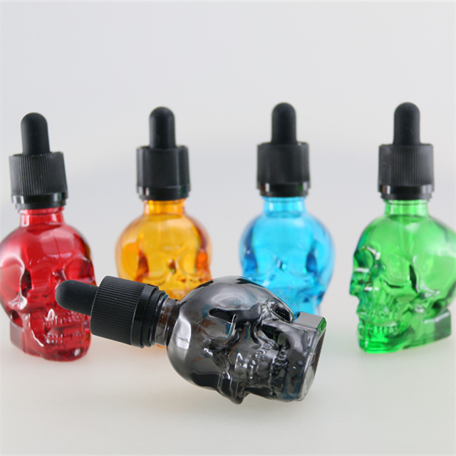 1oz 2oz 120ml skull spray bottles beard oil 30ml 60ml small clear colored frosted black shaped skull glass dropper bottle