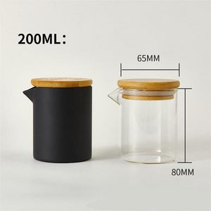 Empty 200ml Frosted Black glass bottle jar with lid Transparent frosted massage scented candle vessel container with pour spout