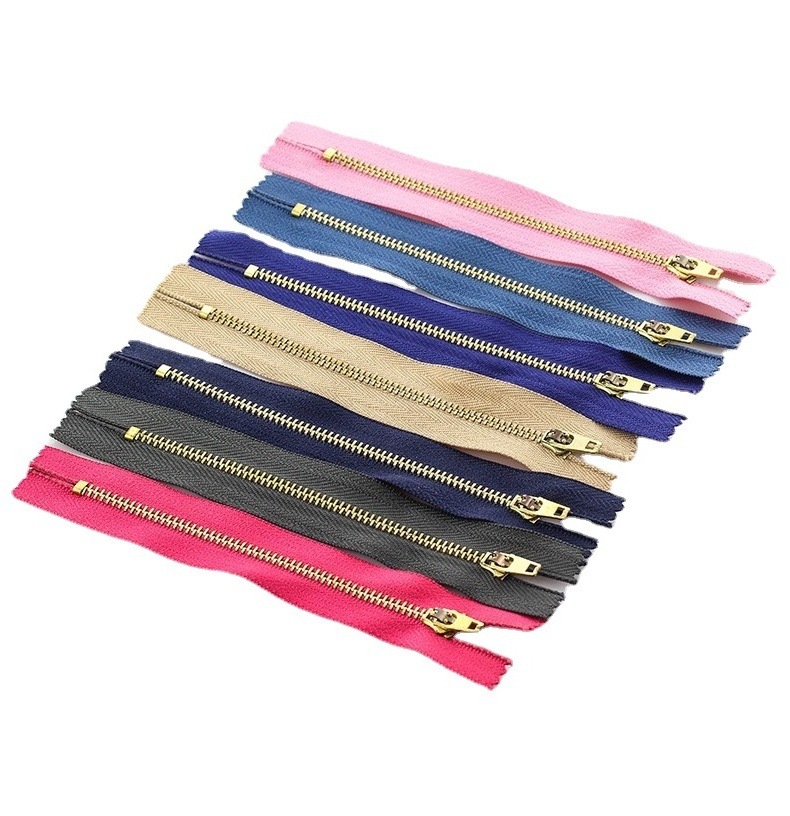 Wholesale Slider Brass Open End Metal Zipper For Jeans Jacket Brass Zios Custom Metal Zioper