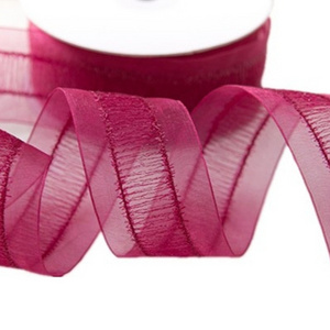 Wholesale Wired Edge Ribbon Wired Edge Plaid Printed Organza Ribbons Decorative For Ribbons