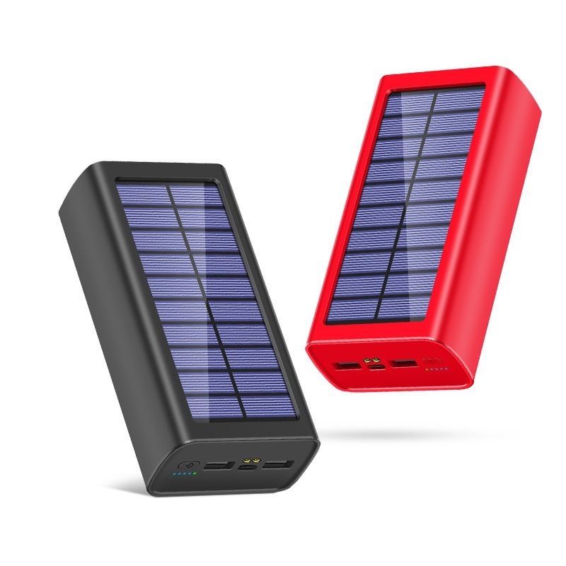 Customizable Big Battery 20000mAh Double USB Power Station Portable Charge with Flashlight Solar Power Bank