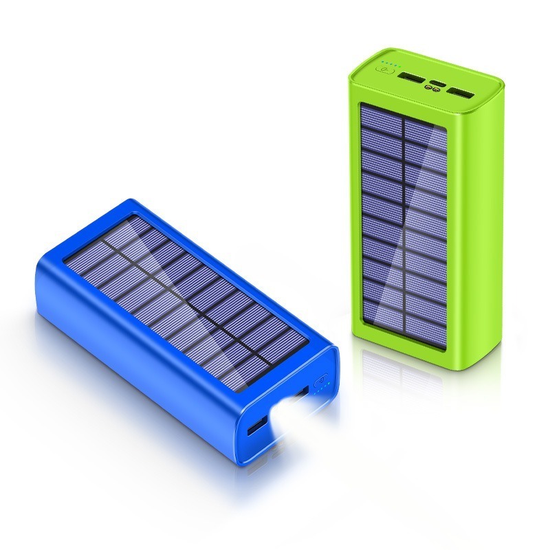 Customizable Big Battery 20000mAh Double USB Power Station Portable Charge with Flashlight Solar Power Bank