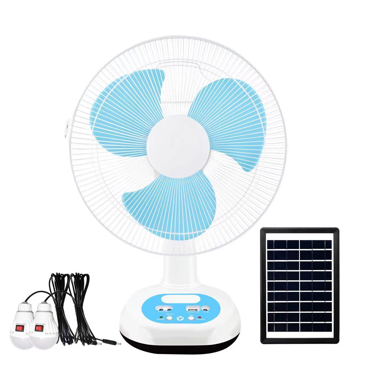 Factory Direct Sale Metal Grill 12 Inches Rechargeable Home Solar Fans Rechargeable Electric Fan with 3 Blades