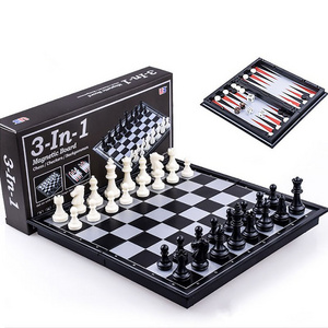 Wholesale Multi Functional HiWgh Quality Chess 3 in 1 Outdoor Magnetic Games Chessboard Checkers Backgammon Chess Board Price