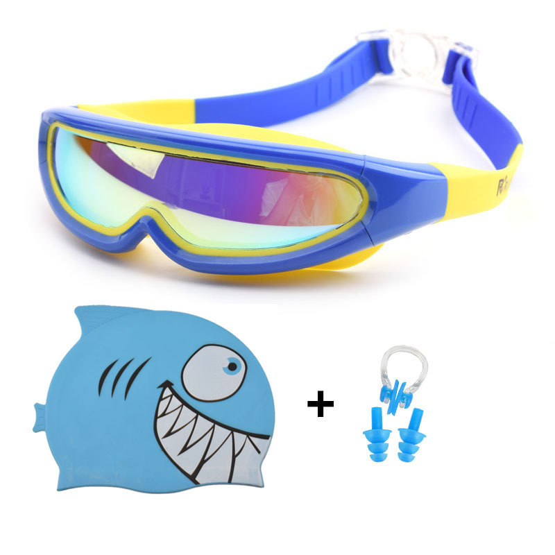 Kids Swimming Glasses Children Cartoon Swim Caps Ear Plug Professional Dolphin Boy Eyewear Waterproof Hat Swimming Pool goggles