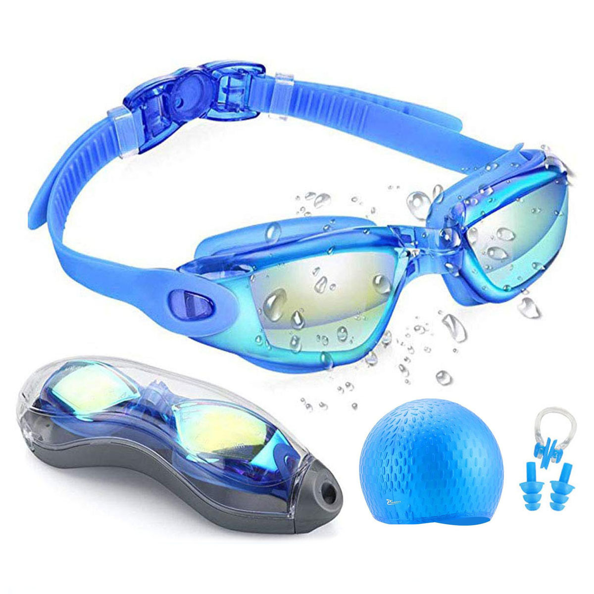 Custom logo swimming goggles waterproof large frame clear vision swimming goggles anti fog multi color swimming goggles