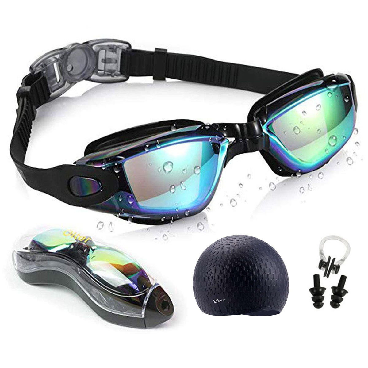 Custom logo swimming goggles waterproof large frame clear vision swimming goggles anti fog multi color swimming goggles