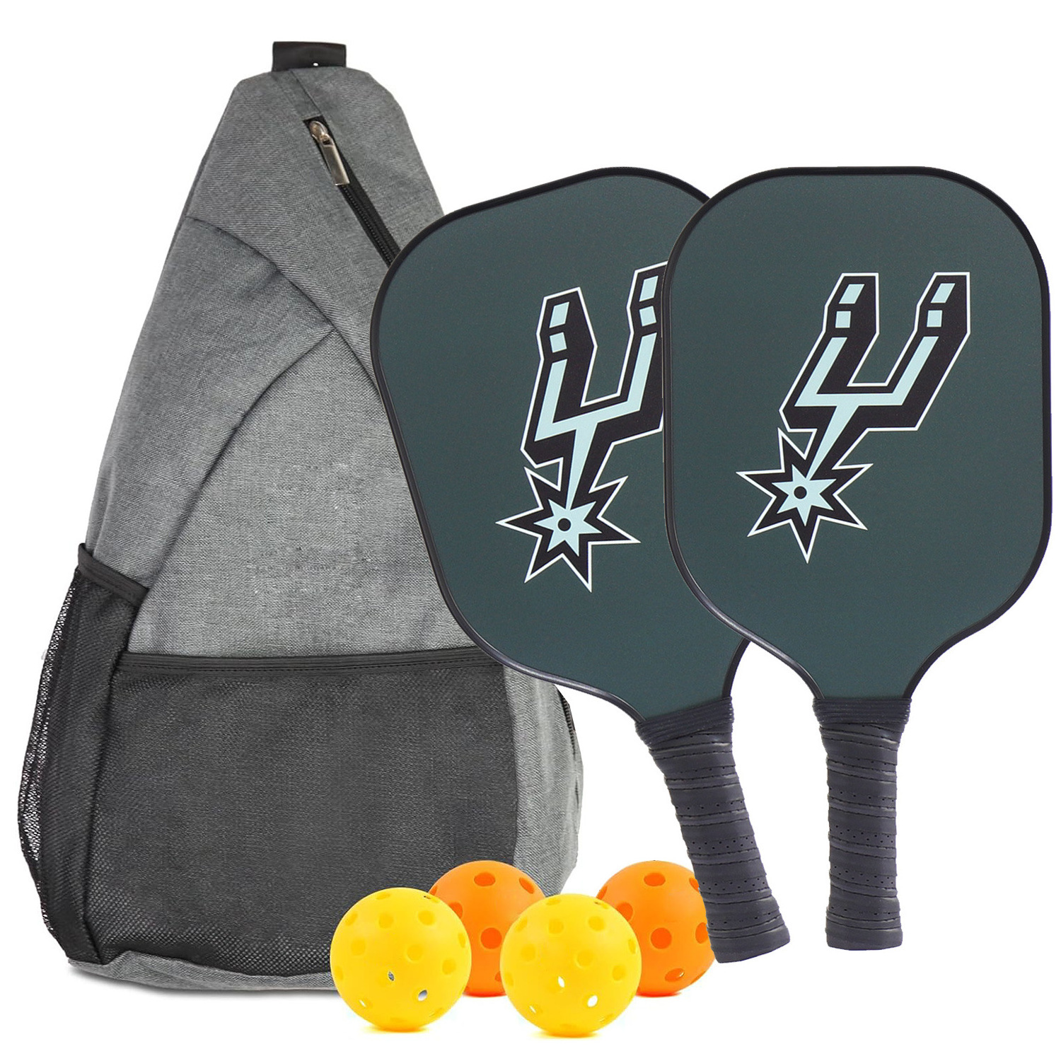 Spurs Badge Pickleball Paddle Racket Set Of 2 Thermoformed Pickle Ball Custom Logo Raw Carbon Glass Fiber Pickleball Paddle