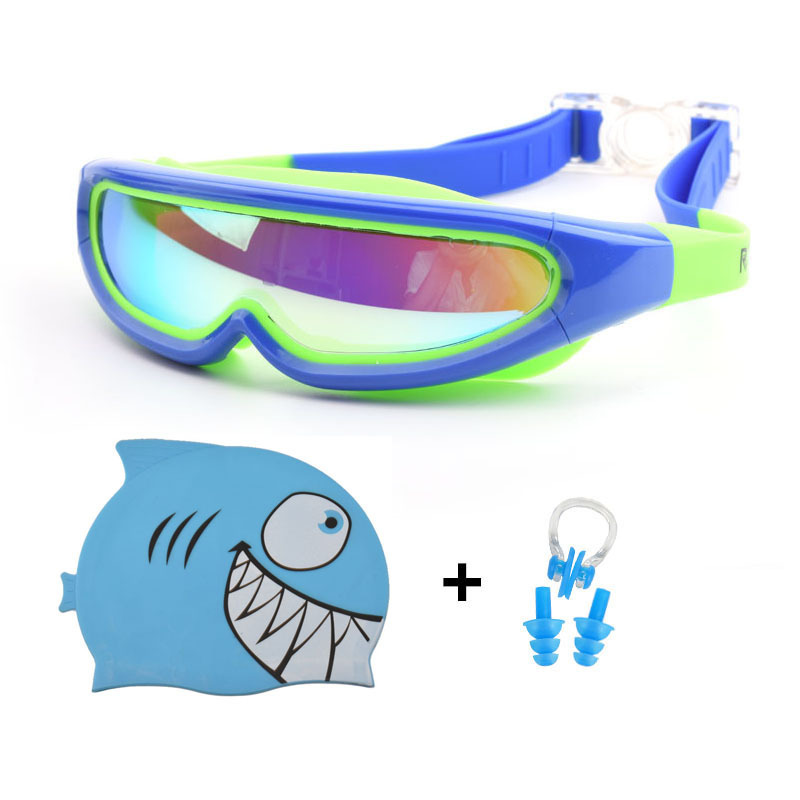 Kids Swimming Glasses Children Cartoon Swim Caps Ear Plug Professional Dolphin Boy Eyewear Waterproof Hat Swimming Pool goggles