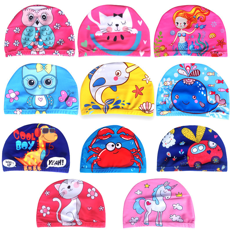 Factory Custom Cartoon Animal Children Swimming Cap Girls Boys Swimming hat Elastic kids pool Swimming Cap 1-10 Years Old