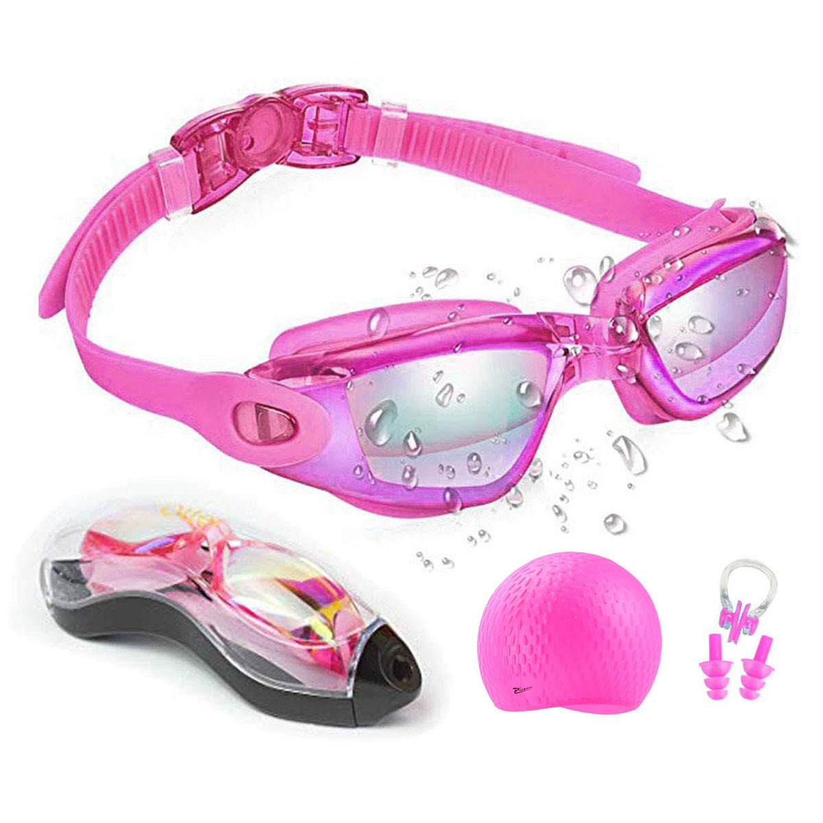 Custom logo swimming goggles waterproof large frame clear vision swimming goggles anti fog multi color swimming goggles