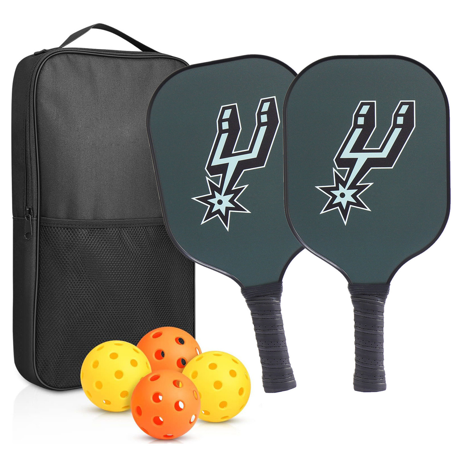 Spurs Badge Pickleball Paddle Racket Set Of 2 Thermoformed Pickle Ball Custom Logo Raw Carbon Glass Fiber Pickleball Paddle