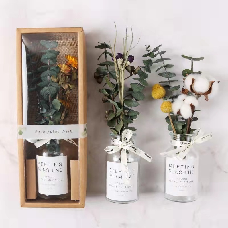 2022 New goods decorative flowers gift box glass bottle preserved flowers dried flower for home vase wedding table decor