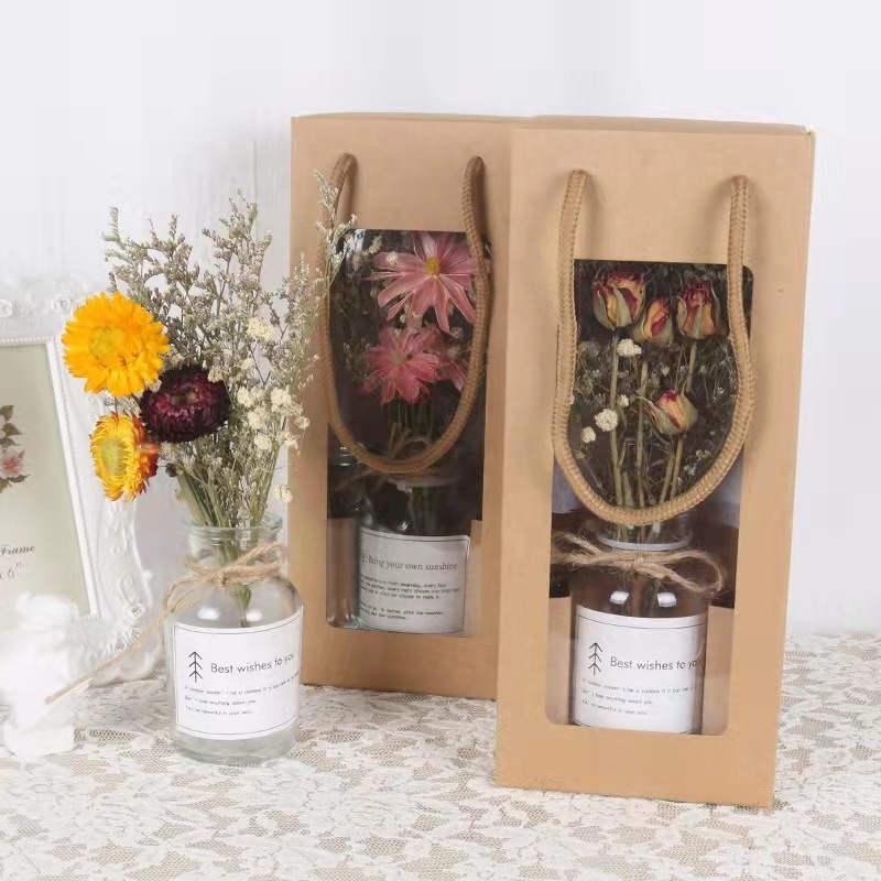 2022 New goods decorative flowers gift box glass bottle preserved flowers dried flower for home vase wedding table decor