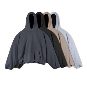 500 gsm Double Layer Hoodies Custom Heavyweight Puff Printing  Cropped Hoodie Men