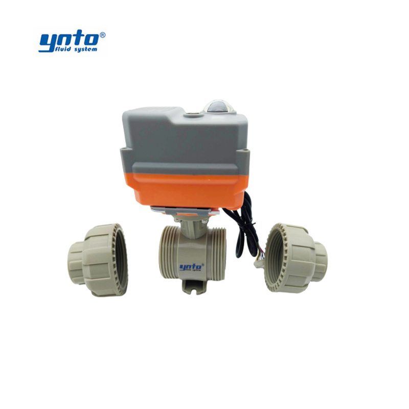 YNTO custom industrial 2 Way pvc PPH electric ball valve supplier 1 2 3 4 6 inch ac 220v 240v Electric Actuator ball Valve