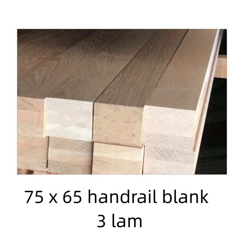 Hot selling of new products White oak staircase Tread Riser newel post handrail blank moulded 3 lam