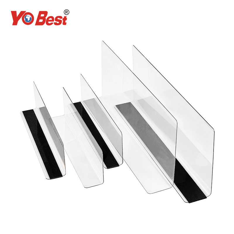 Custom Injection Manufacturing Retail Display Adjustable Clear Supermarket  L Shaped Plastic Shelf Divider