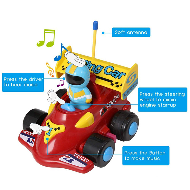 Hot Sale Kids Electric Acousto-Optic Cartoon 2CH Rc F1 Car Steering Wheel Remote Control Racing Car Toy with Light and Music