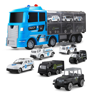 Fire Rescue/ Police/ Engineering/ Military Container Truck Metal Transport Carrier Car Alloy Die Cast Truck Toy for Kids