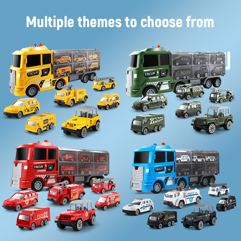 Fire Rescue/ Police/ Engineering/ Military Container Truck Metal Transport Carrier Car Alloy Die Cast Truck Toy for Kids