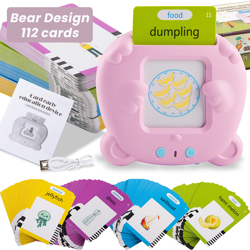 Multi Languages Montessori Kids Flash Card Reader Toddler Early Learning Machine Toys Talking Flash Cards Device with Music