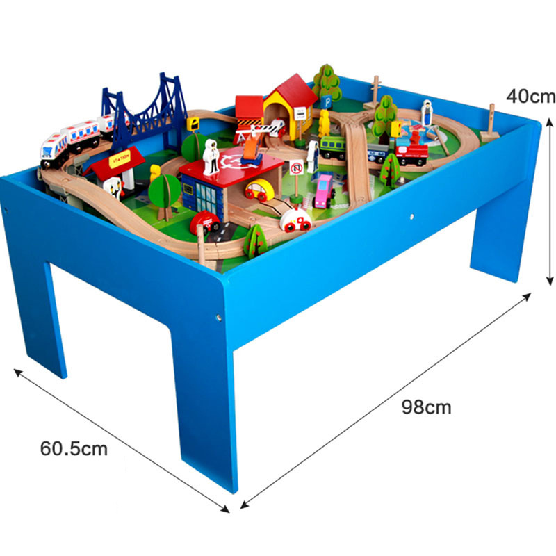 High Quality Toy Race Car Track Sets 88 Pieces Table Train Toys Set Railway Track Montessori Wooden Educational Toys