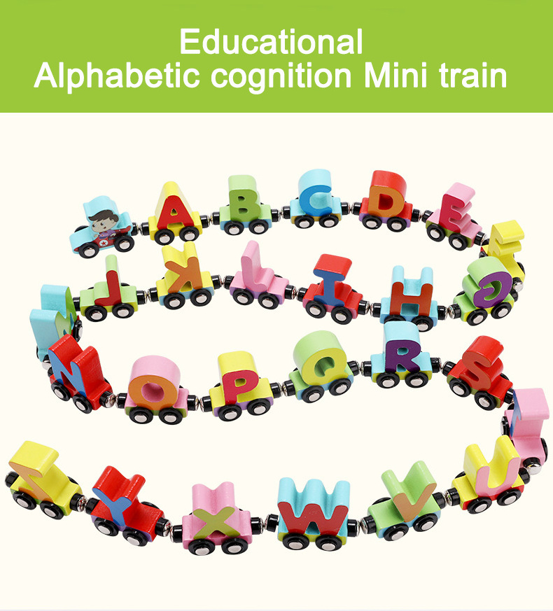 Wood Toy Children Early Learning Toy Train Magnetic Color Letter Number Cognition Animal Children Educational Toy Magnetic Train