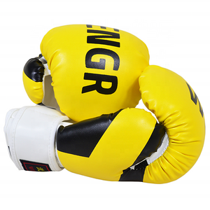 wholesale PU leather custom made boxing gloves 6 oz funny yellow boxing gloves for kids