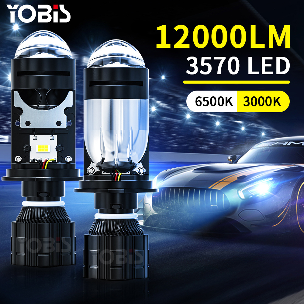 YOBIS Super Bright Mini Canbus H4 LED Car Headlight 6500k 3000k Lens Auto Lamp H4 High Low Beam Bulbs for Cars Motorcycle