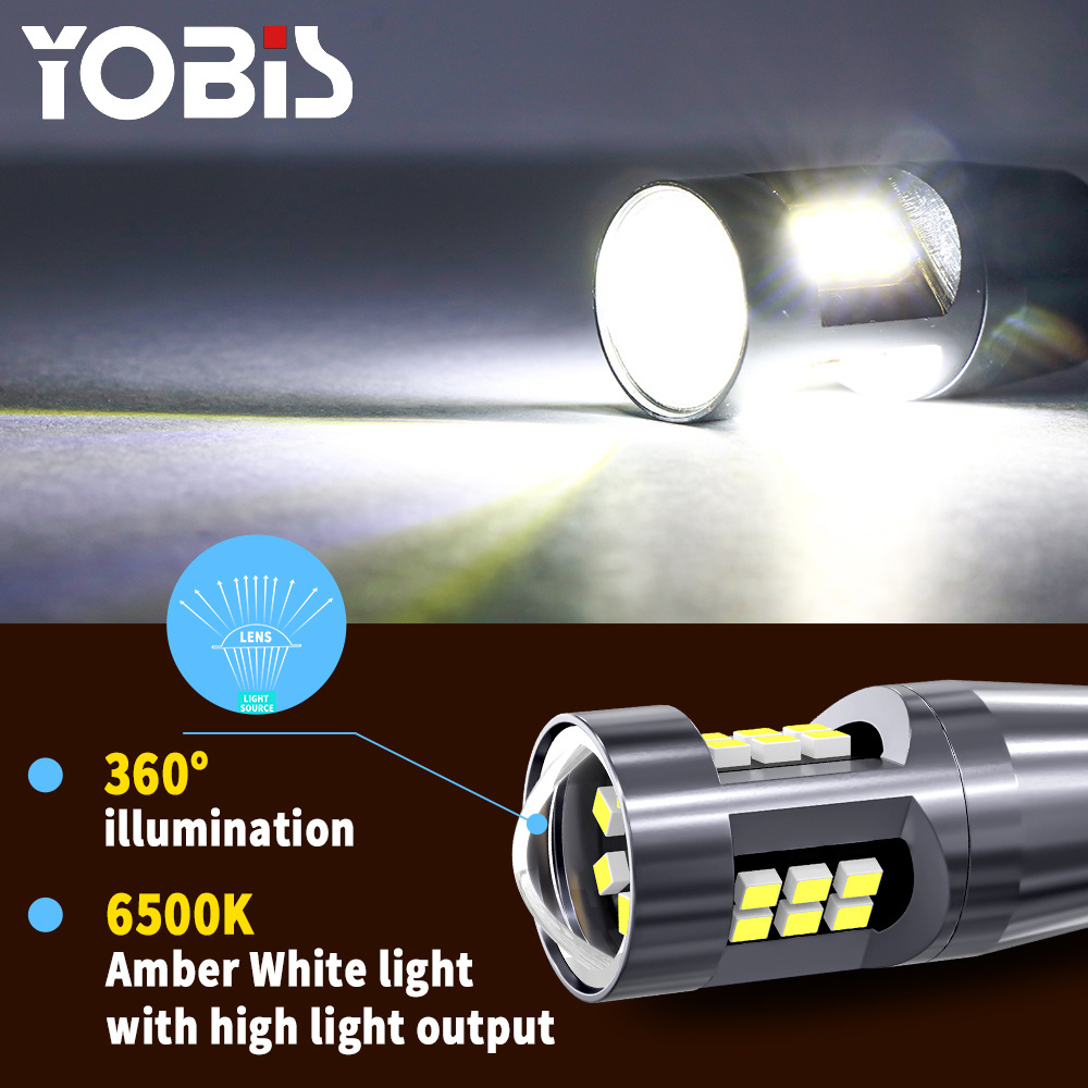 YOBIS 24SMD T15 6500K Reverse Light Amber White Red Backup Light Bulb Replacement Plug and Play LED Light Bulb