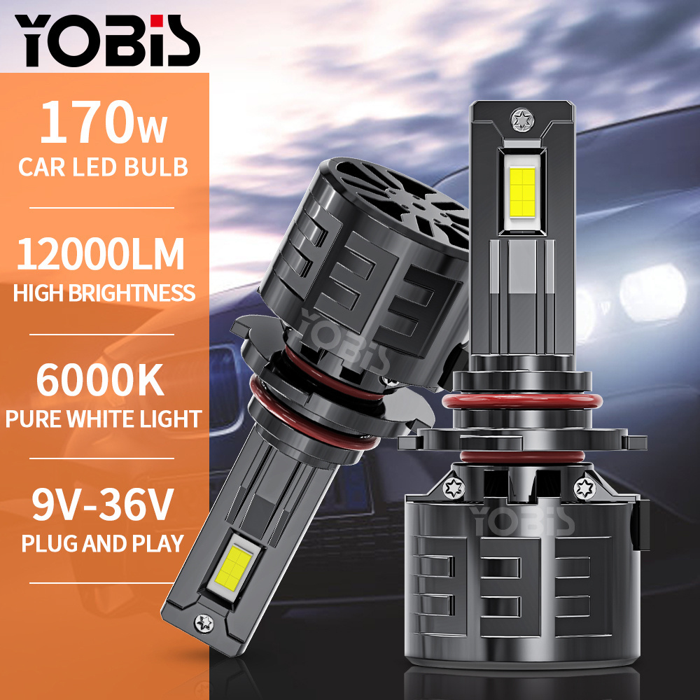 YOBIS Upgraded 170W Car Headlight Manufacturer High Low Beam Focos Canbus LED H4 Universal 6000K White H7 LED Headlight Bulb