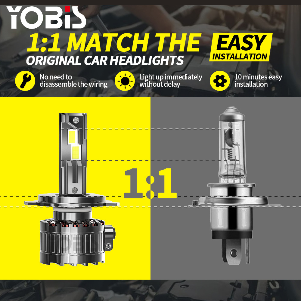 Yobis 120W 9005 led bulb canbus h1 h3 h11 h7 h4 9006 auto accessories led headlight bulb 14000LM