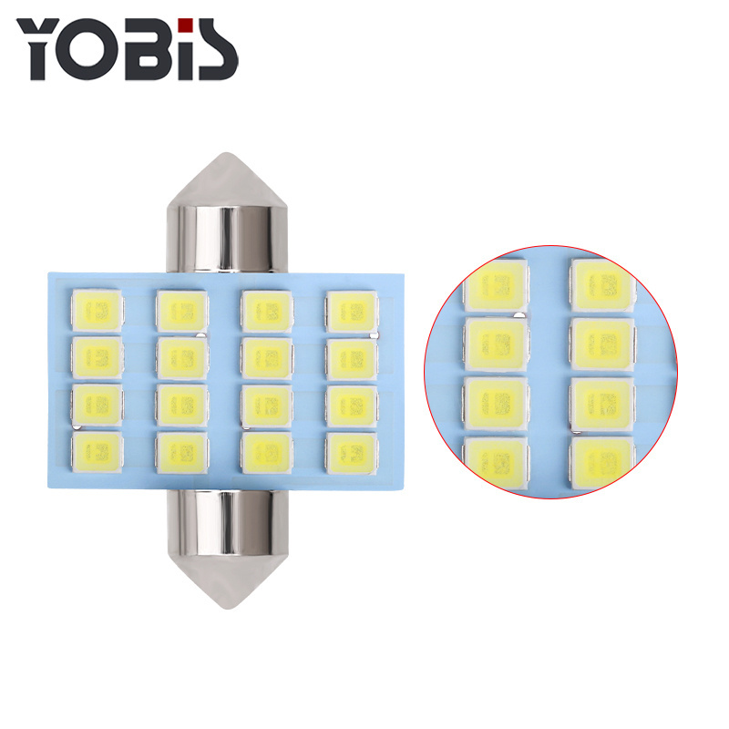 White Festoon DC12V 2835 16SMD 31mm 36mm 39mm 41mm led Car Door License Plate Interior Light bulb