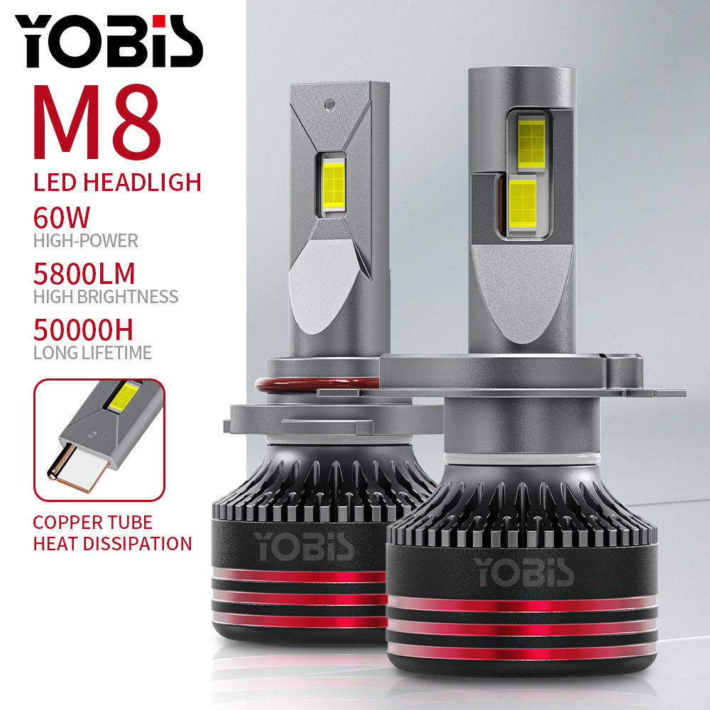 YOBIS M8 RRO 120w Car Light Bulb H11 H7 Led 9006 Canbus 360 12v H1 luces led para automovile 9005 9006 9012 H4 car headlight