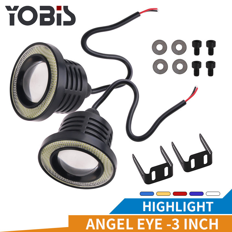 China 12v rear 3 inch car accessories auto fog light angel eye led fog light for universal cars