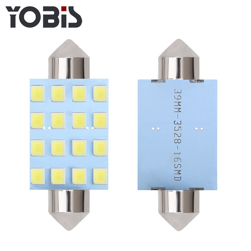 White Festoon DC12V 2835 16SMD 31mm 36mm 39mm 41mm led Car Door License Plate Interior Light bulb