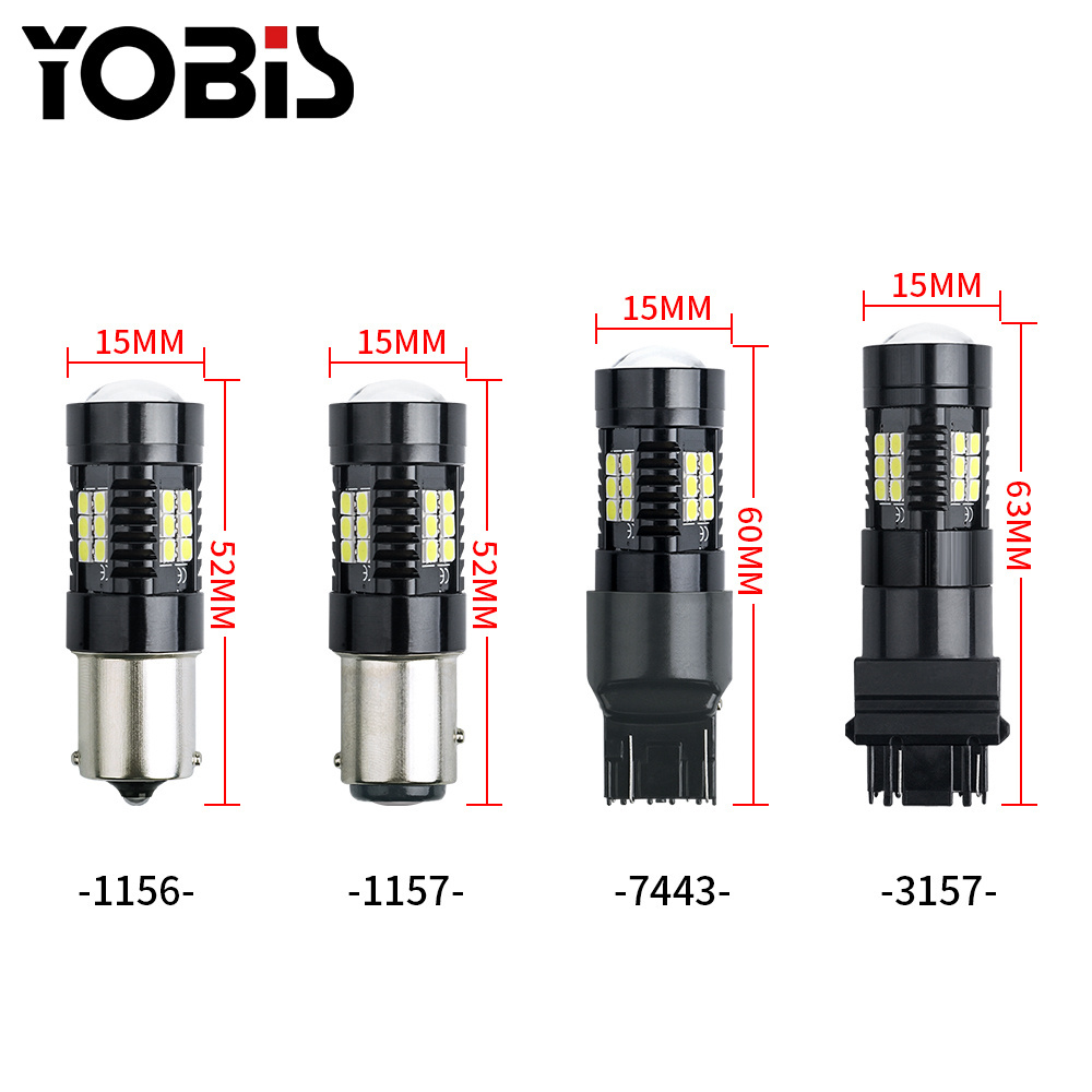 Yobis High Quality Turn Signal LED 3030 21SMD Backup Reverse Light Bulb 1156 1157 Red Yellow White Lamp