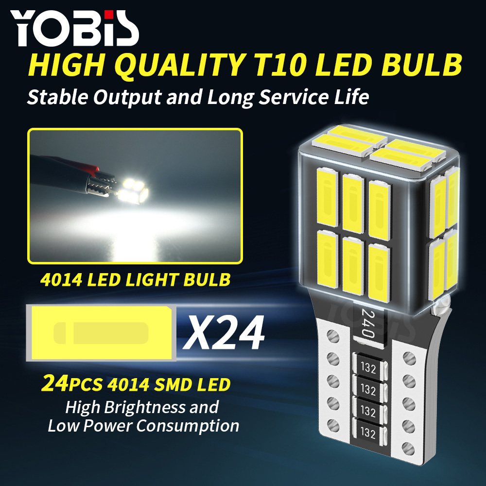 YOBIS T10 4014 24SMD LED Canbus Light Bulb 12V 24V Lamp W5W Automotive Replacement for Car Dome Map Door Courtesy Trunk Light