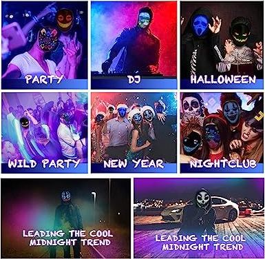 Brookhaus Led Mask , Bluetooth App Controlled Luminous  for Adults Halloween Masks,  Light up Costumes Masks