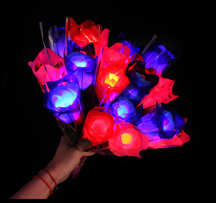 Artificial Rose LED Light Up Glow in Dark Valentines Day Gift Party Decor Light Wedding  Gifts LED  Simulation Rose Flower